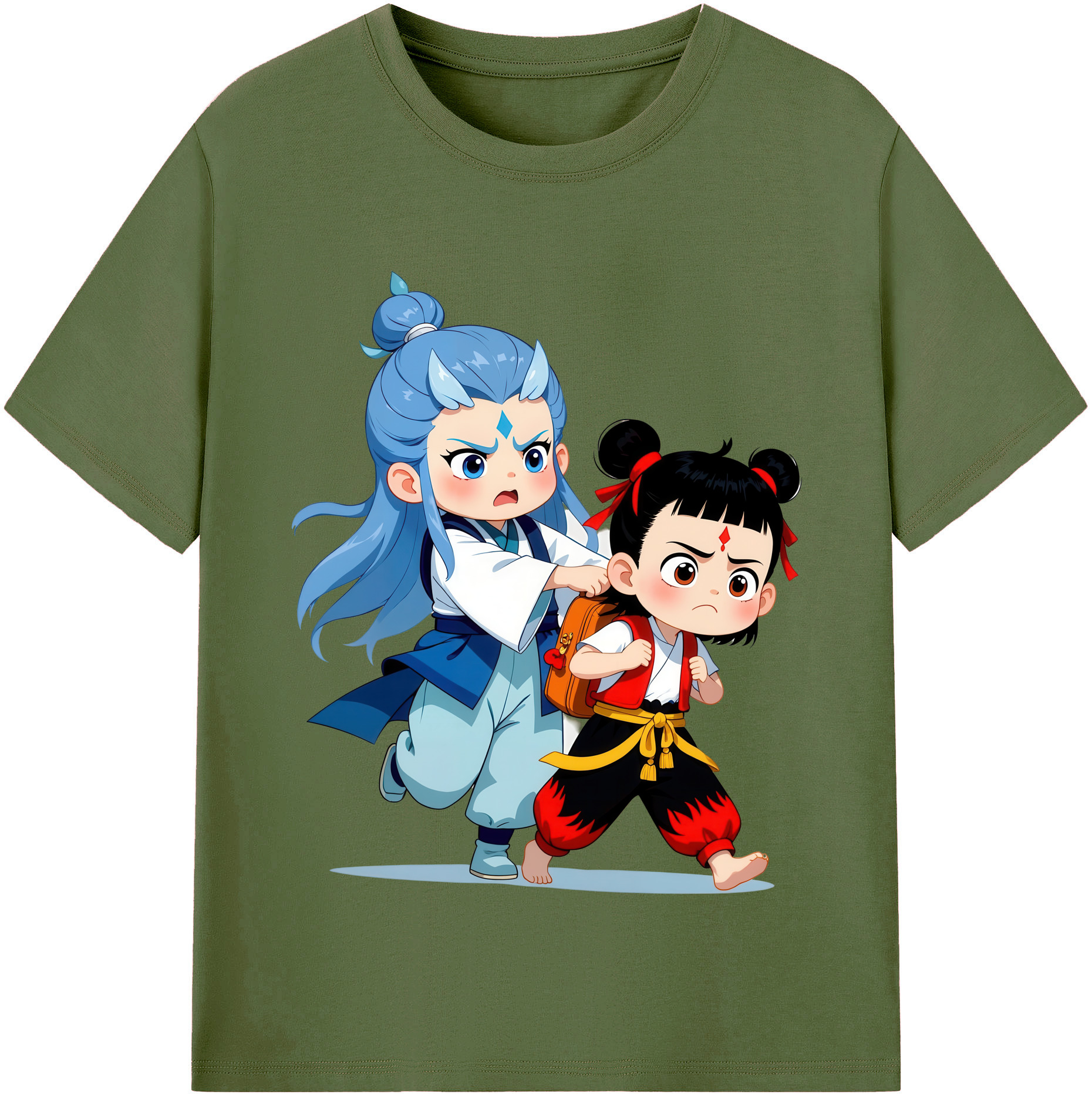 （画像用） Ne Zha 2 ナタ 魔童の大暴れ 綿100％半袖Tシャツ（フロントプリント）